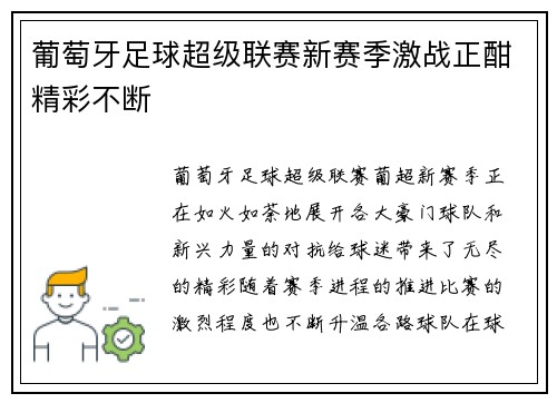 葡萄牙足球超级联赛新赛季激战正酣精彩不断 葡萄牙足球超级联赛新赛季激战正酣精彩不断